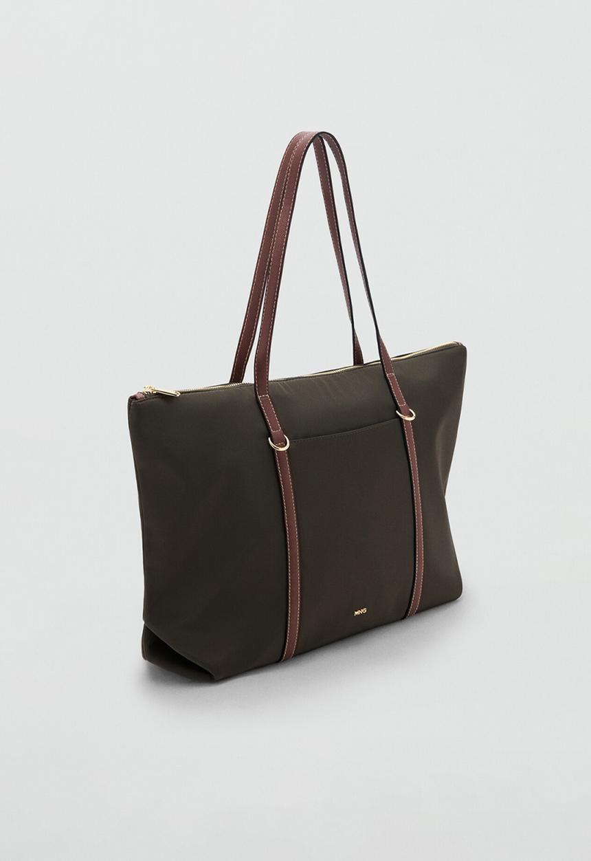 MANGO - Cobalt tote bag - brown/khaki