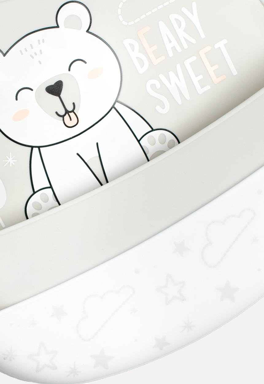 Character Group - 2Pk  bear print silicone bibs - grey