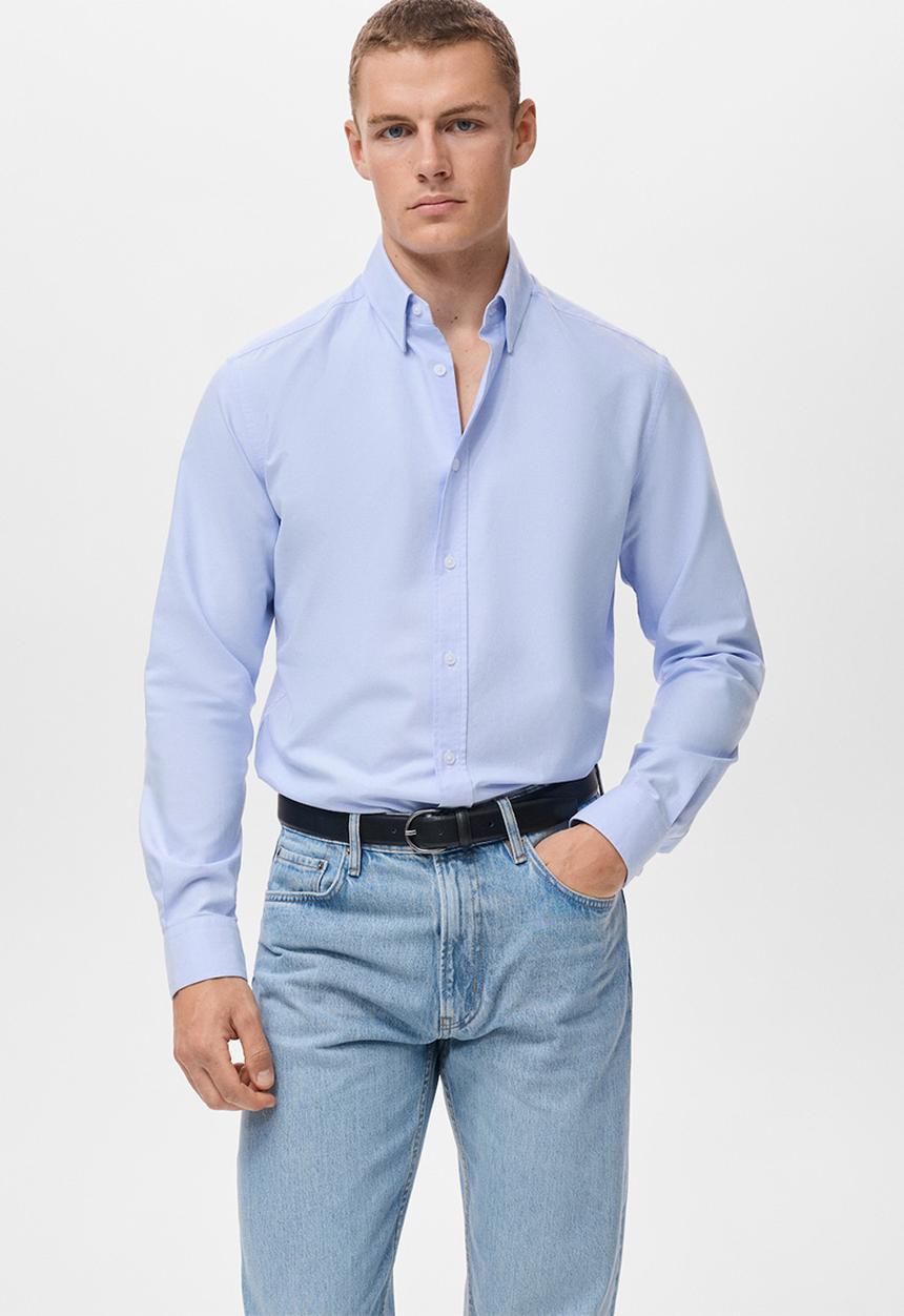 MANGO - Camisa Oxfordf - Sky Blue