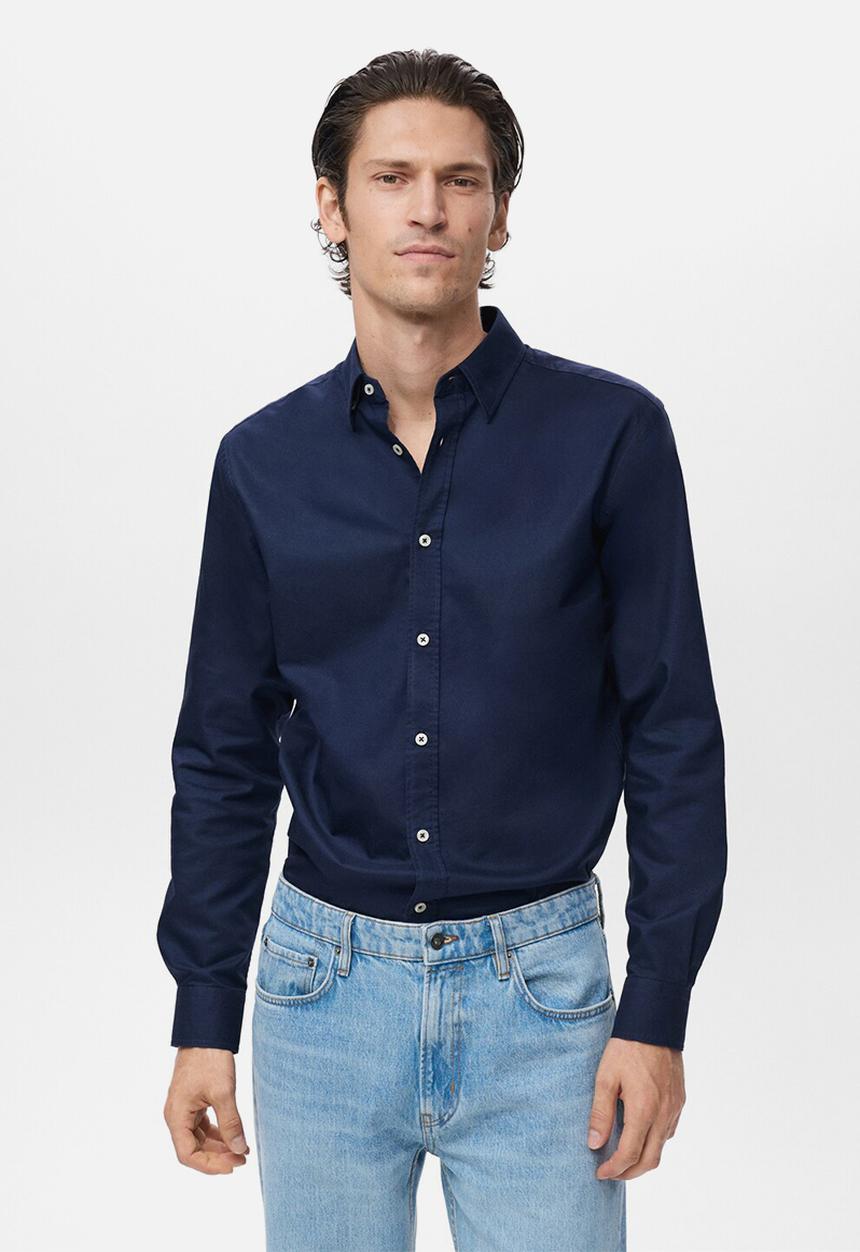 MANGO - Camisa Oxfordf - Navy