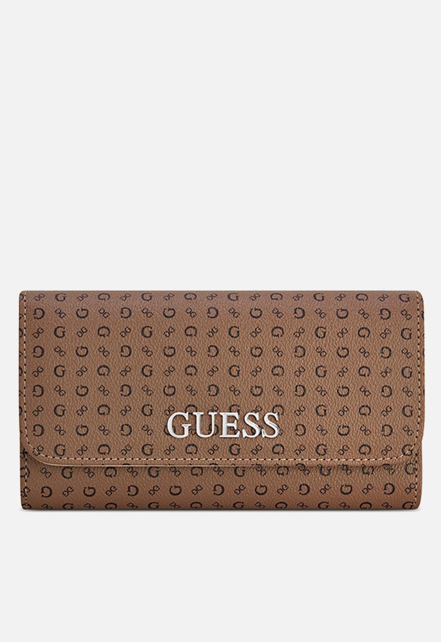 GUESS - Abbas Sling Slim Clutch Bag- Brown