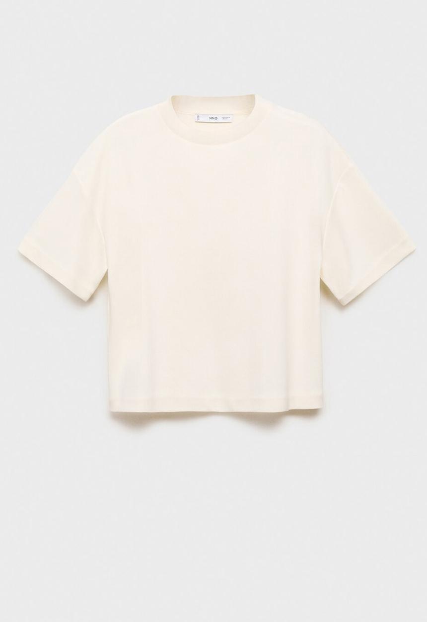 MANGO - Camiseta pico - light beige