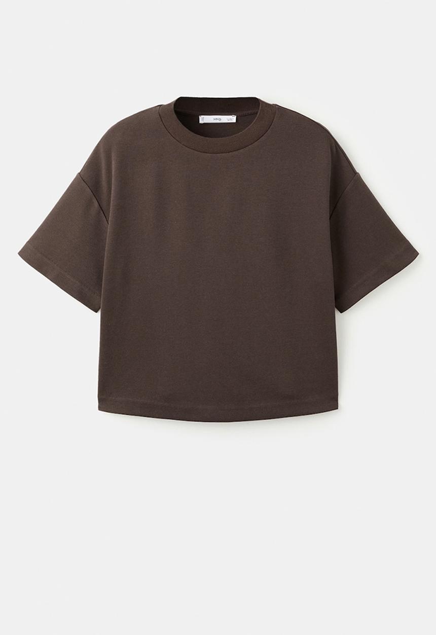 MANGO - Camiseta pico - brown