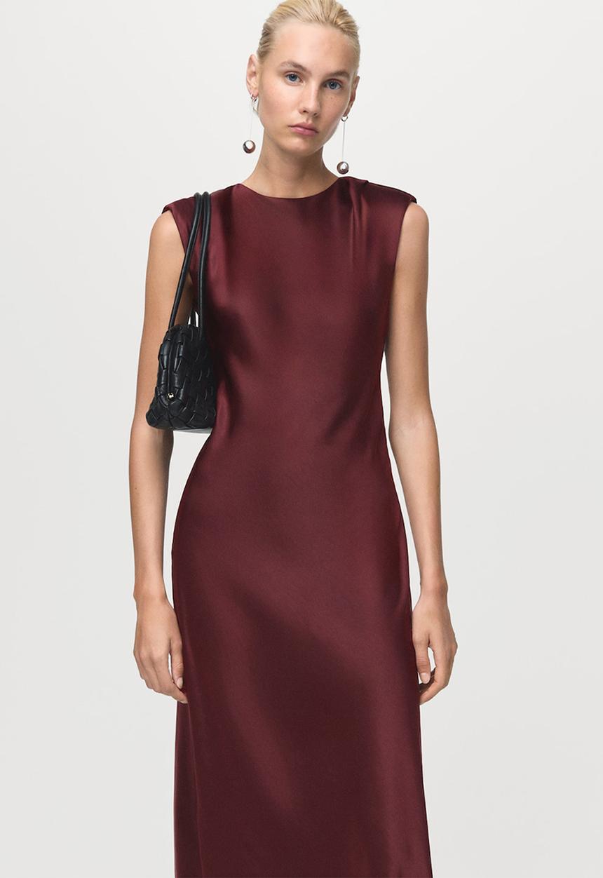MANGO - Dress gante2  - dark red