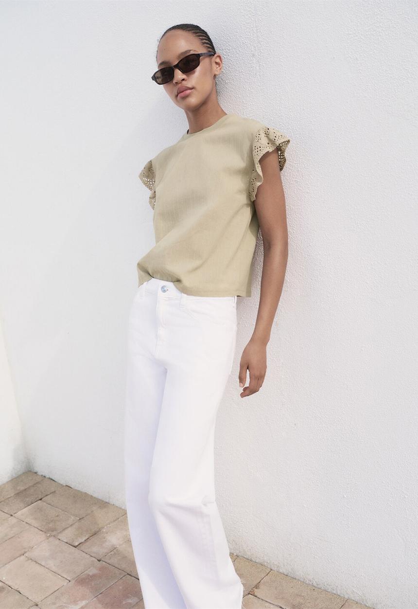 MANGO - T-shirt voli - mid-beige