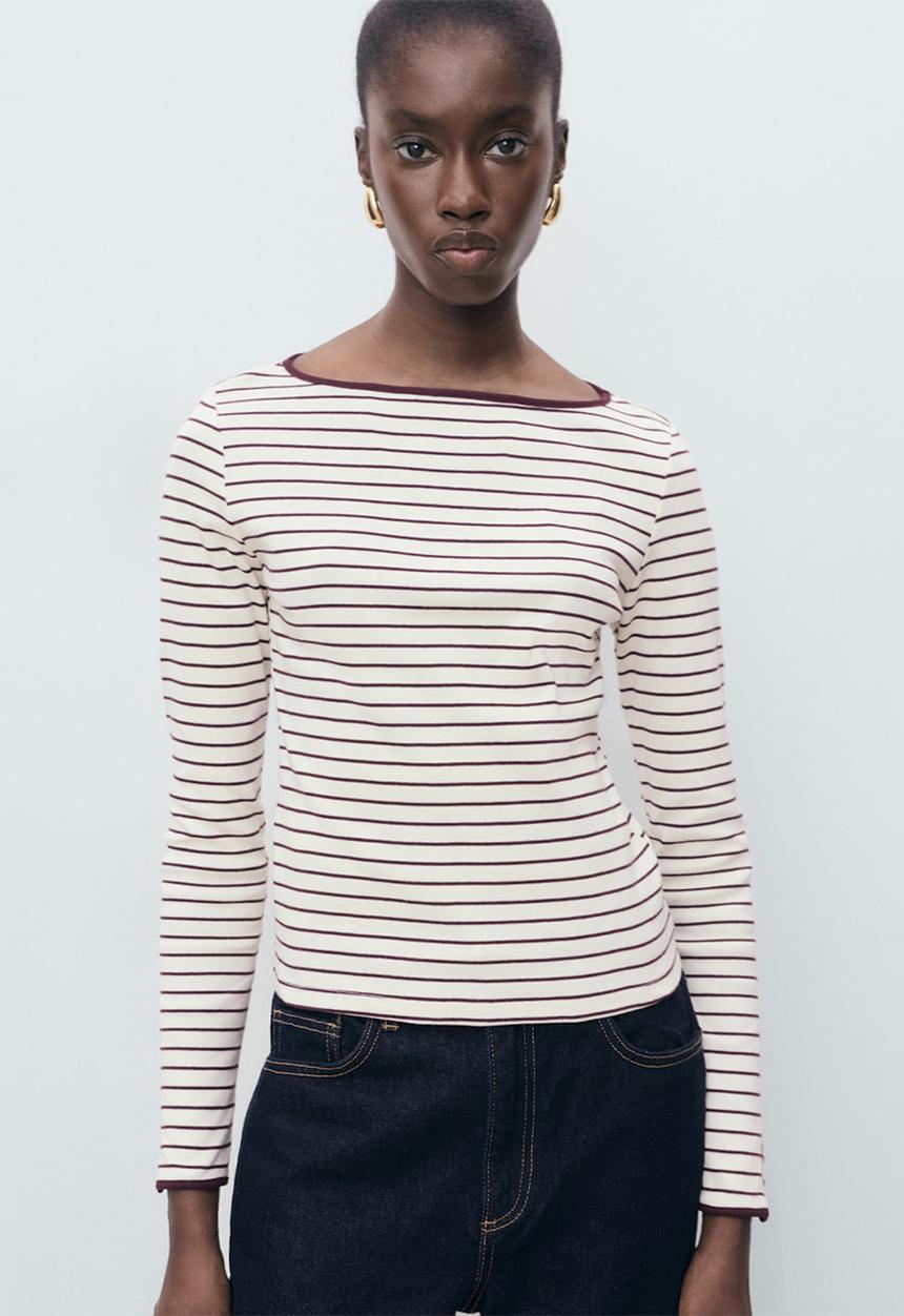 T-shirt porta - dark red & white