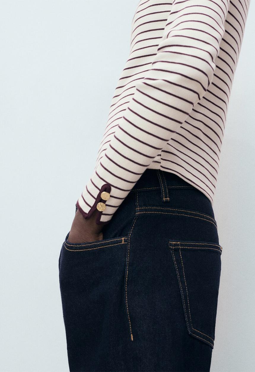 MANGO - Camiseta porta - dark red & white