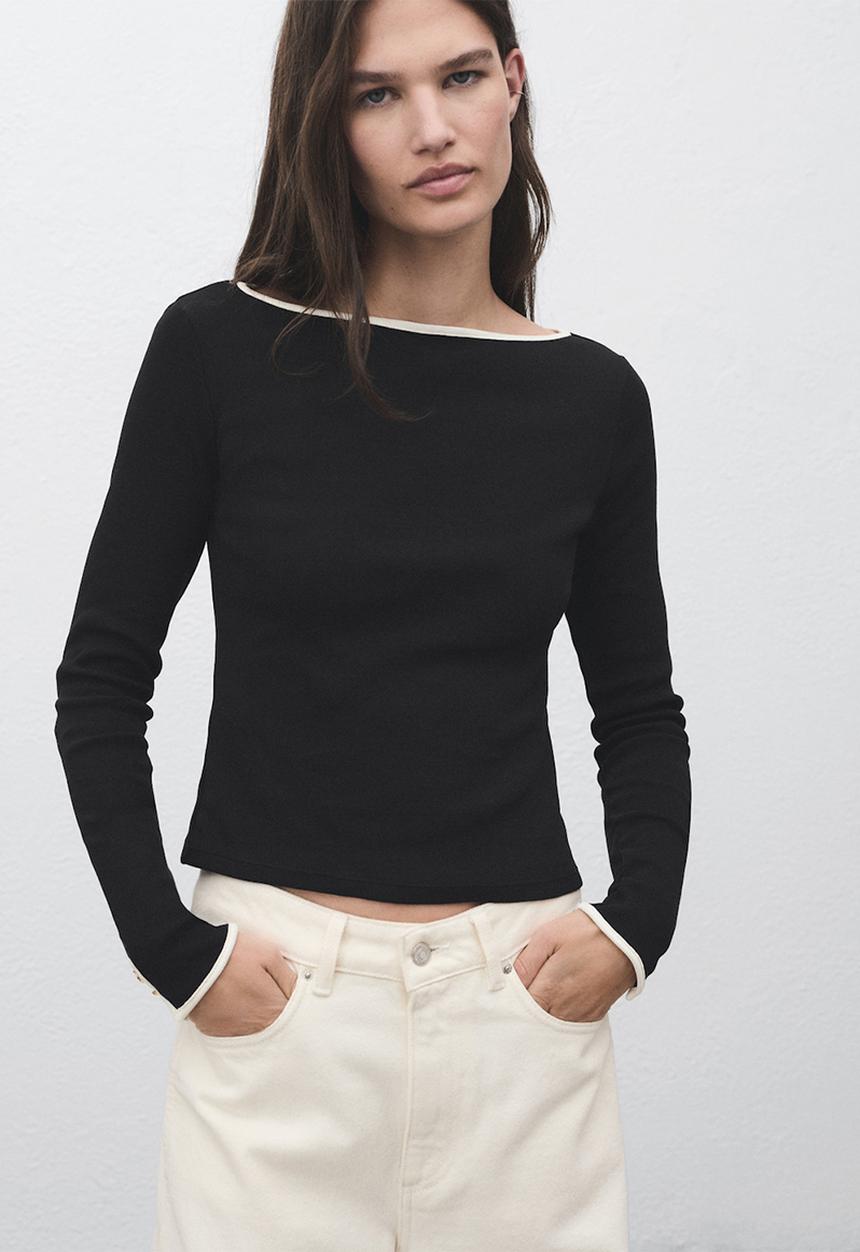 MANGO - Camiseta porta - black