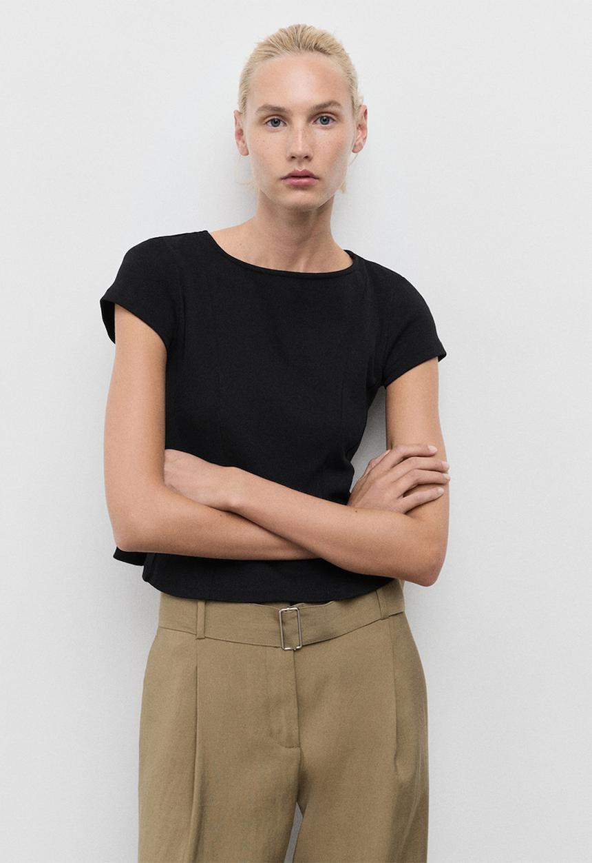 MANGO - T-shirt sandri -  black