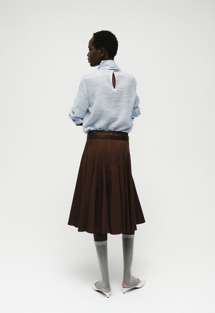 MANGO - Blouse brown - mid-blue