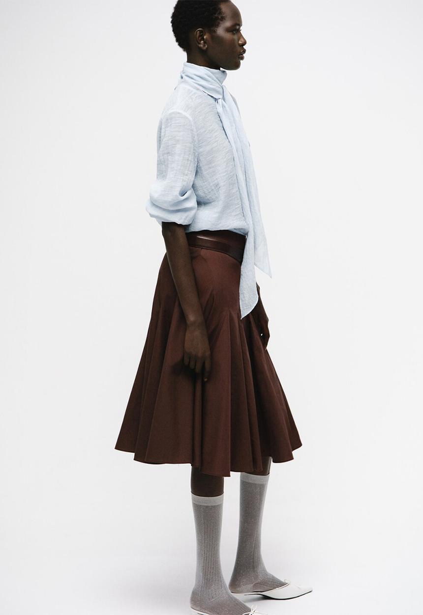 MANGO - Blouse brown - mid-blue