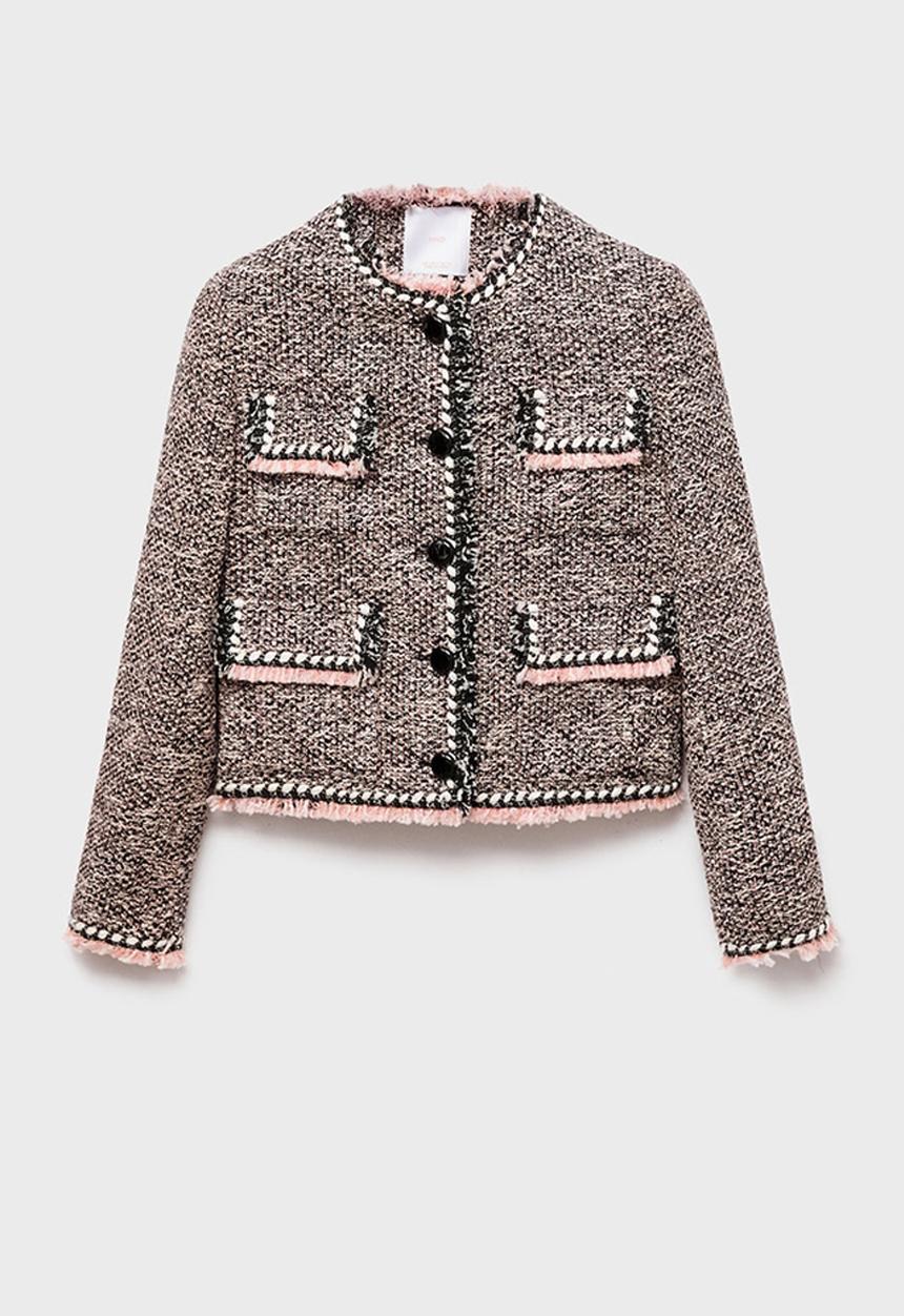 MANGO - Chaqueta pinky - black & neutral