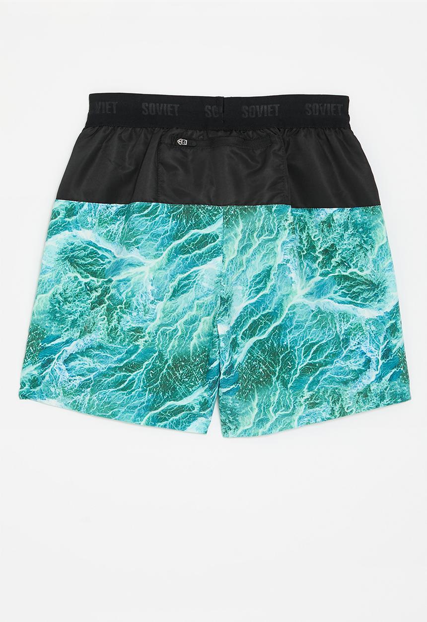 SOVIET - Boys fashion swim short - black & blue