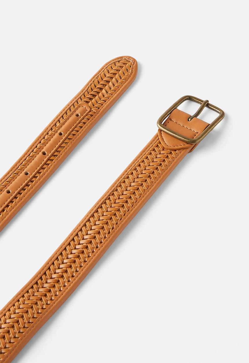 Cotton On - Snake Bite Braided Belt - Tan/Burnished Gold