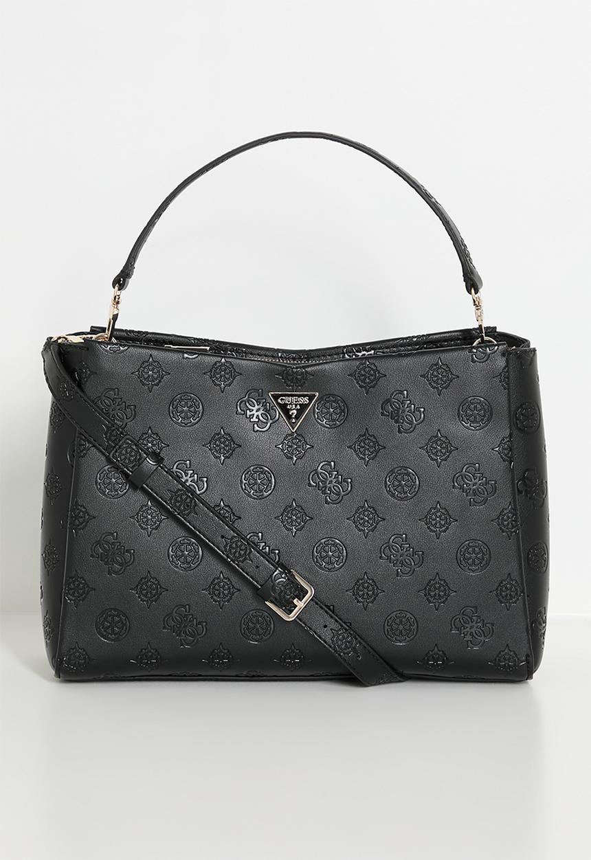 GUESS - Ahb Tisha Large Girlfriend Satchel Bag - Black Logo