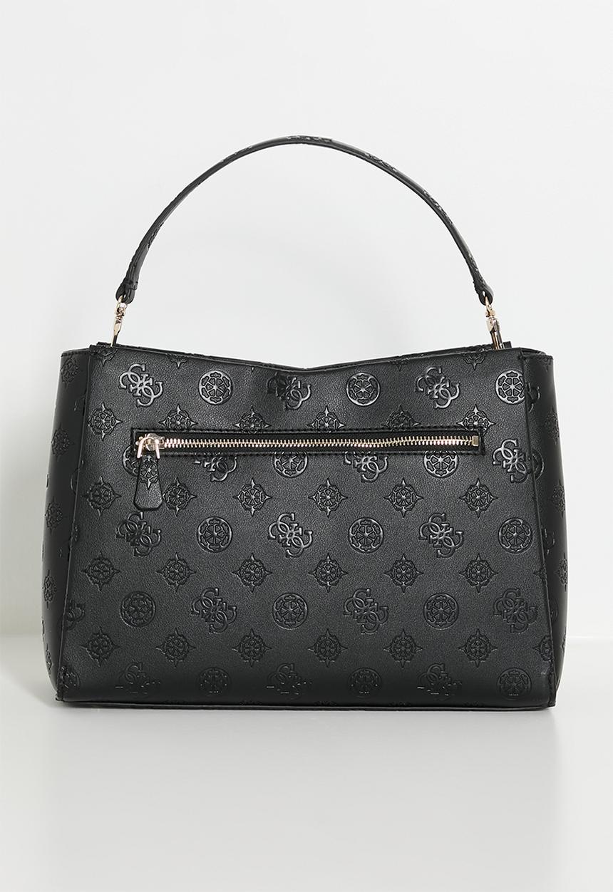 GUESS - Ahb Tisha Large Girlfriend Satchel Bag - Black Logo