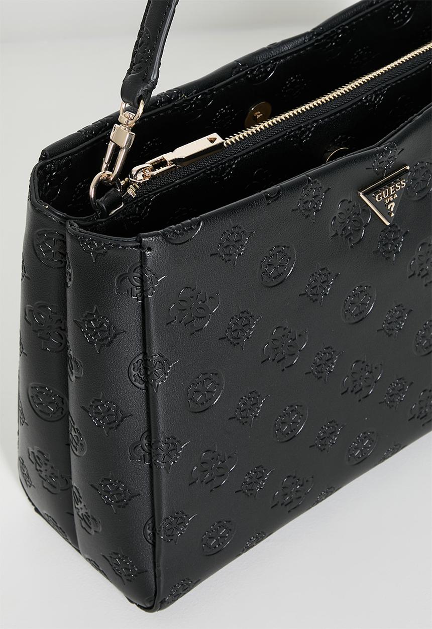 GUESS - Ahb Tisha Large Girlfriend Satchel Bag - Black Logo
