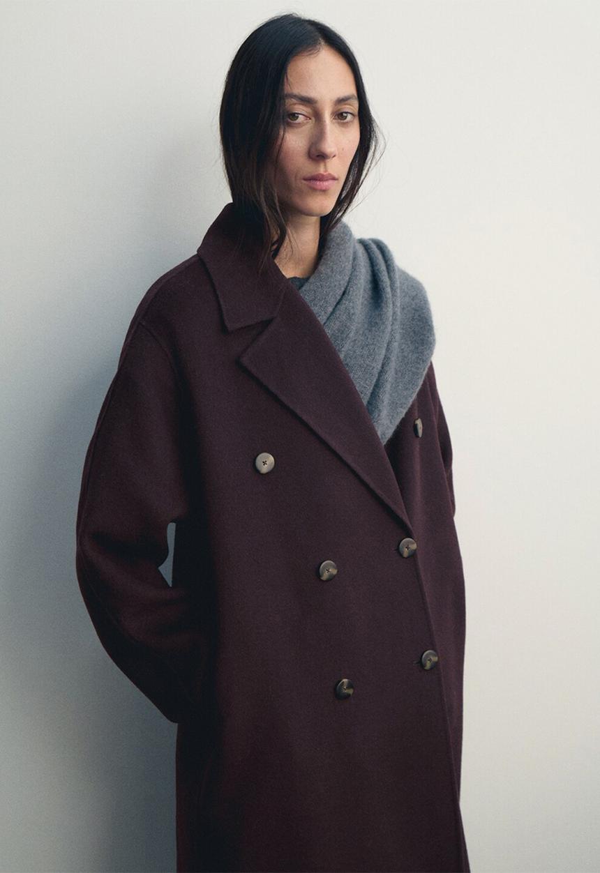 MANGO - Abrigo picarol - dark red