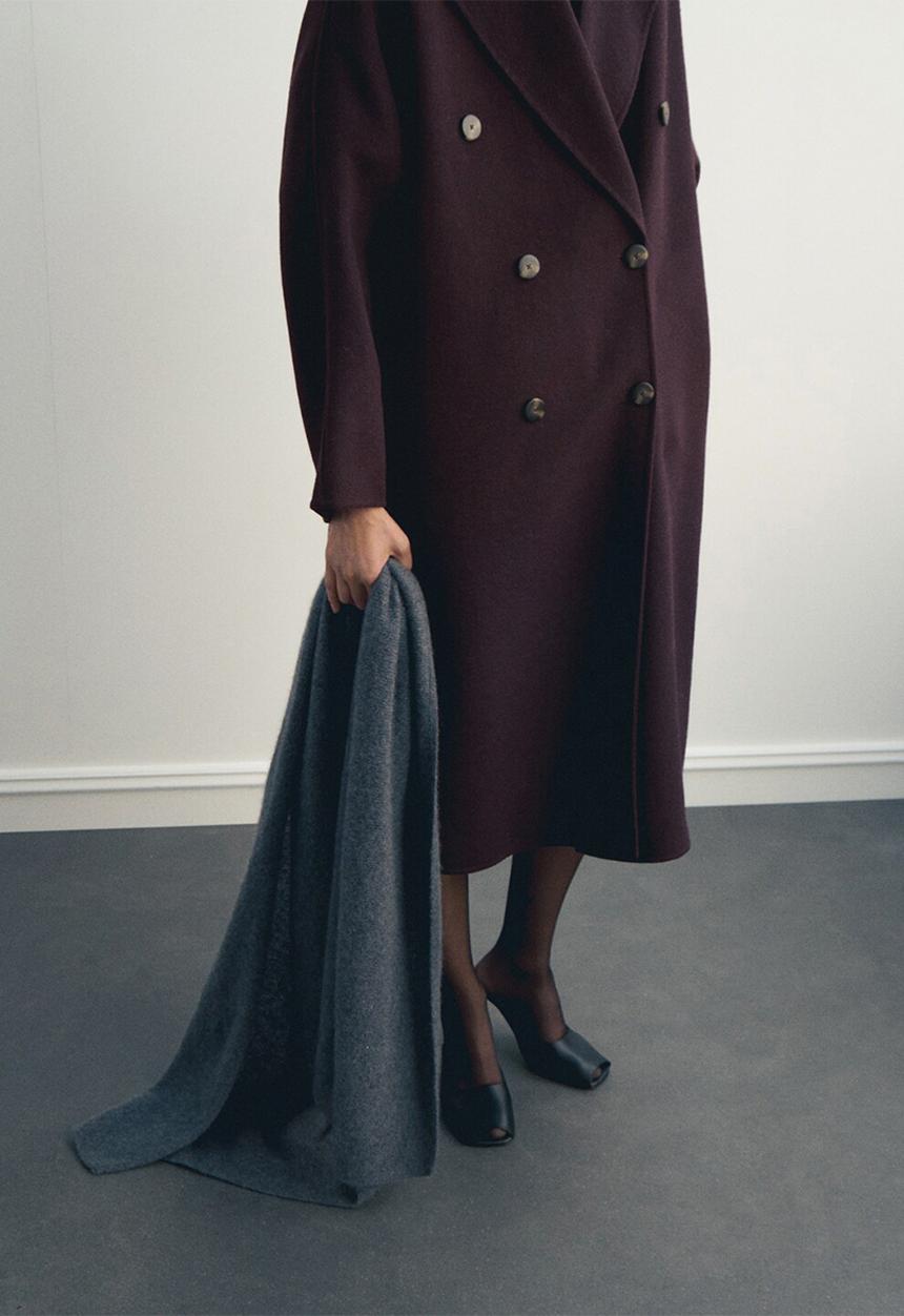 MANGO - Abrigo picarol - dark red