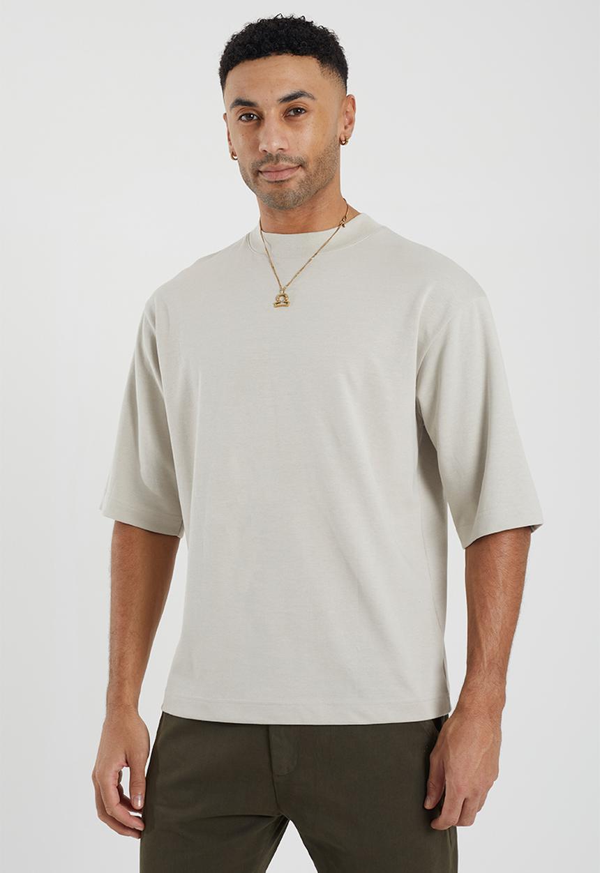 新品THE SWINGGGR RELAX MOCK NECK TEE Crew Mock Neck Tee - Light Grey