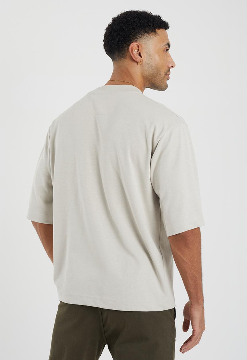 Brave Soul - Crew Mock Neck  Tee - Light Grey