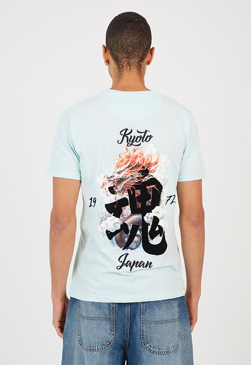 Brave Soul - Crew Neck Short Sleeve Tee - Pale Mint / Multi-Colour Print