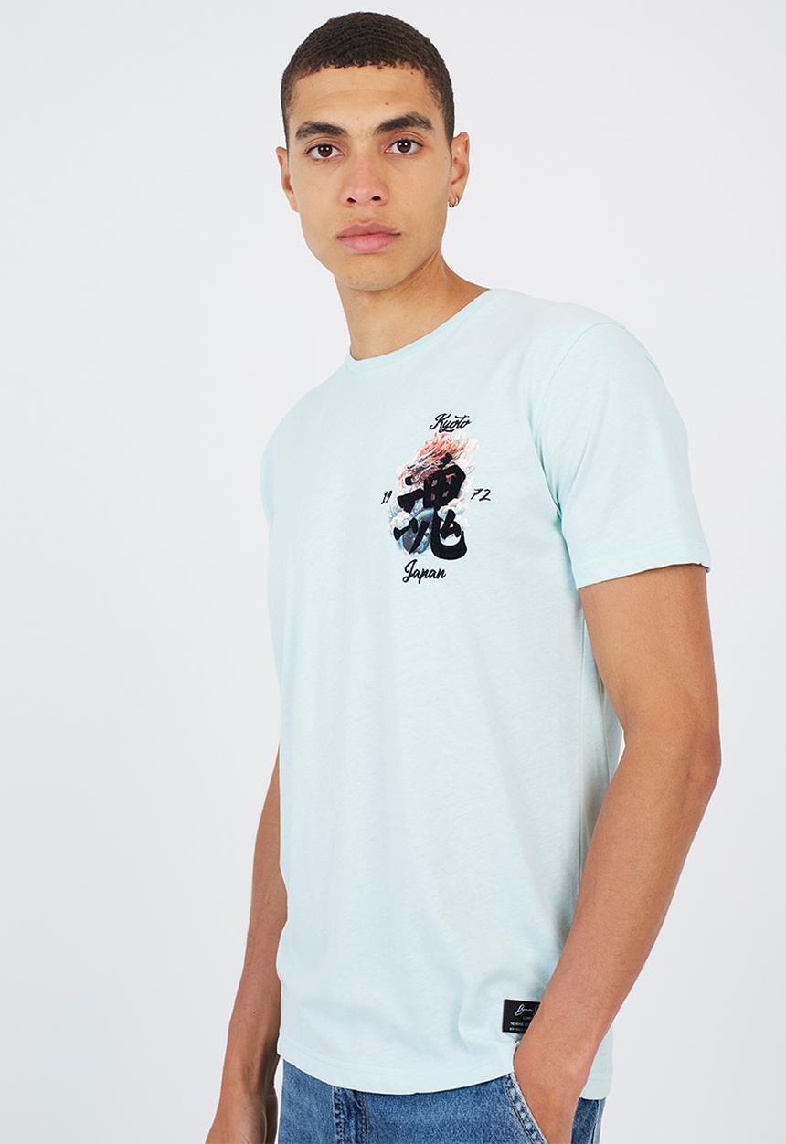 Brave Soul - Crew Neck Short Sleeve Tee - Pale Mint / Multi-Colour Print