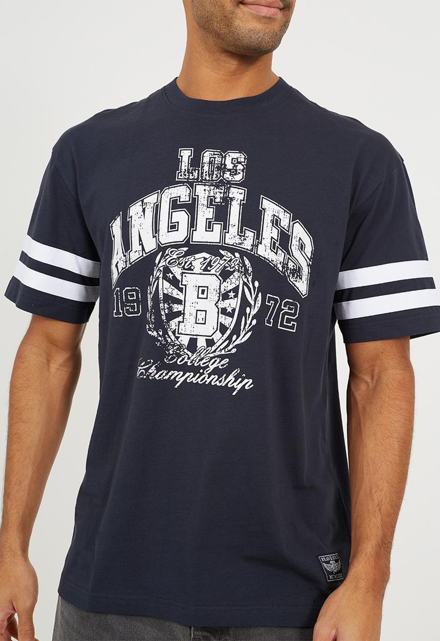 Brave Soul - Relaxed Fit Crew Neck T-Shirt  - Navy