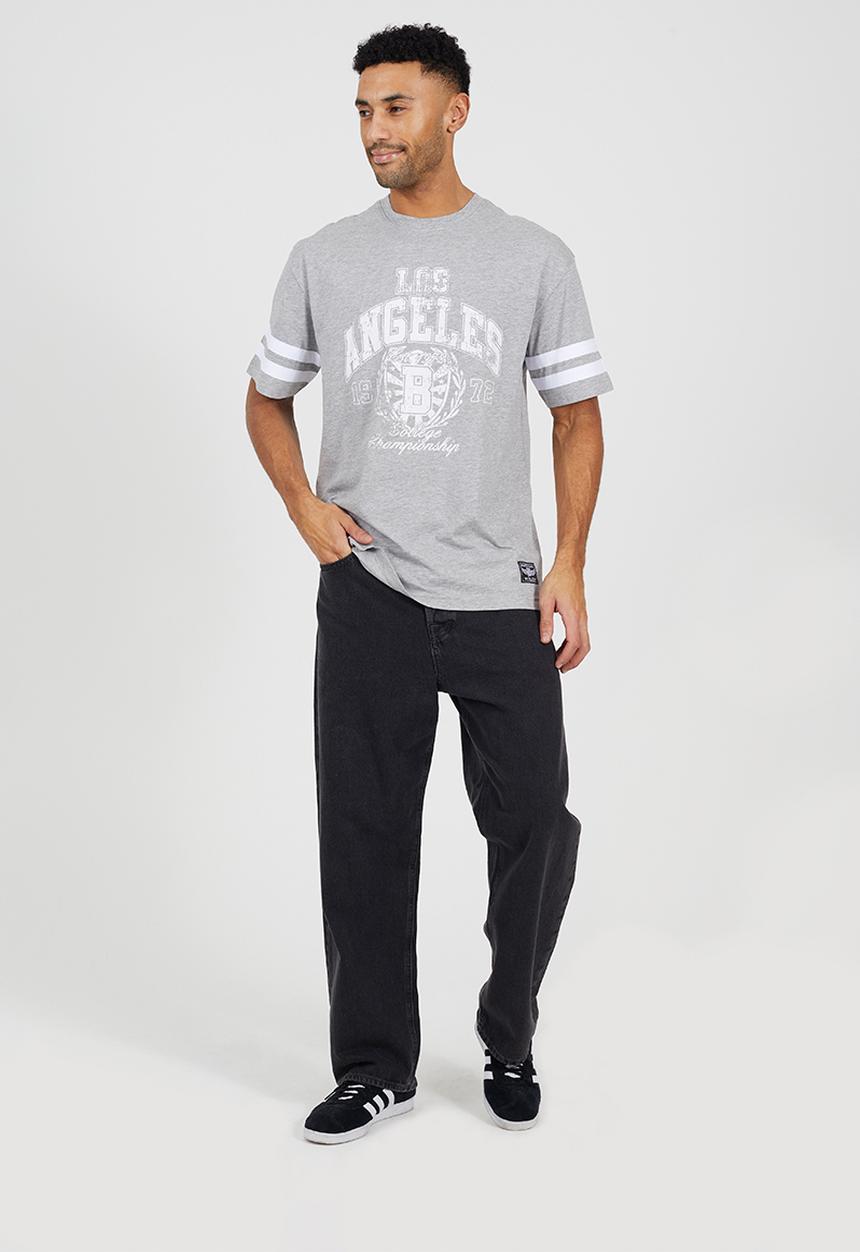 Brave Soul - Relaxed Fit Crew Neck T-Shirt - Lt Grey Marl