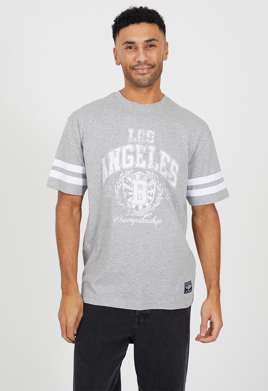 Brave Soul - Relaxed Fit Crew Neck T-Shirt - Lt Grey Marl