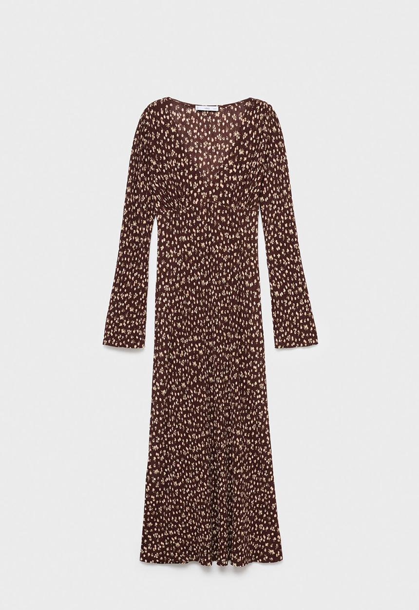 MANGO - Dress pome  - brown