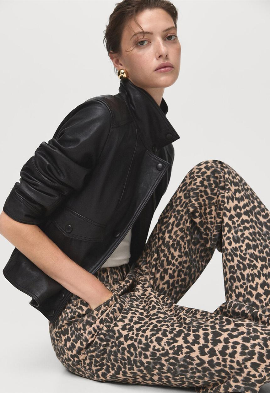 MANGO - Jeans leopard - brown