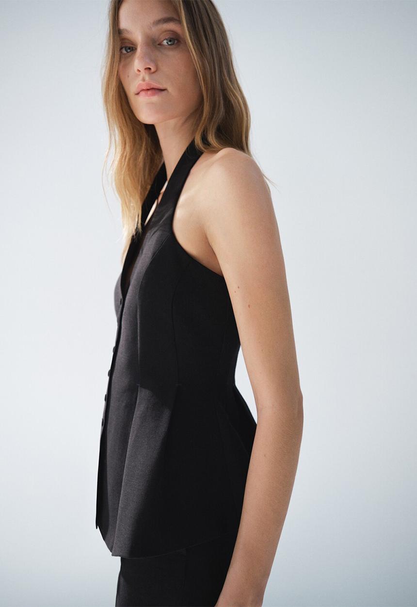 MANGO - Vest miso -  black