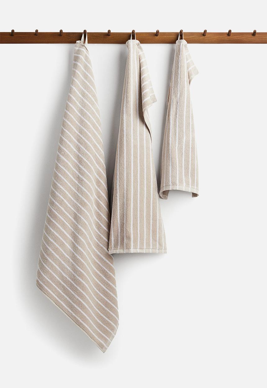 H&M - Striped bath towel - beige