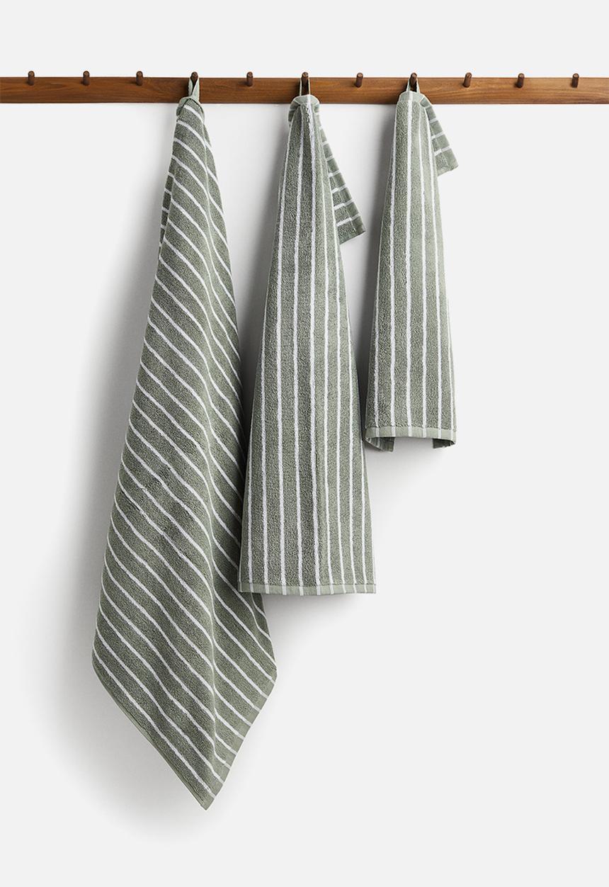 H&M - Striped hand towel - green