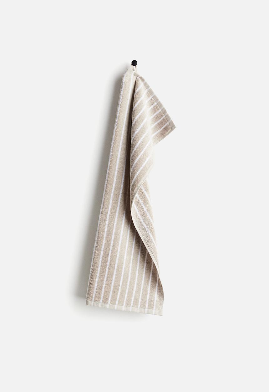 H&M - Striped hand towel - light beige/white