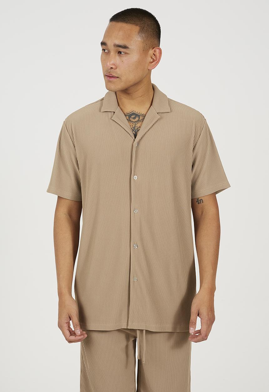 Brave Soul - Revere Collar Shirt - Dark Taupe