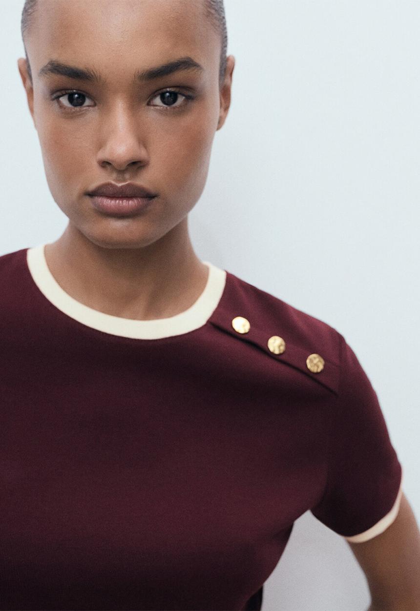 MANGO - T-shirt pirti -  dark red
