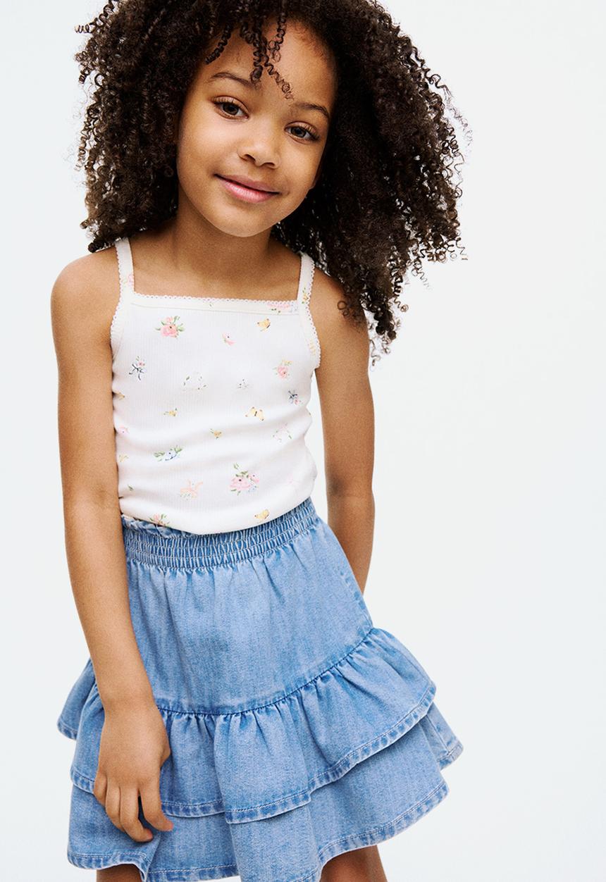 H&M - Tiered denim skirt - denim blue 