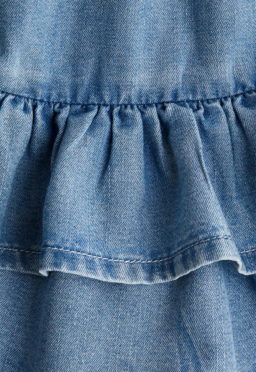 H&M - Tiered denim skirt - denim blue 