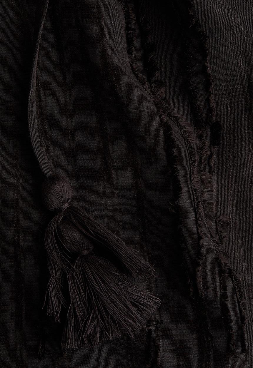 H&M - Frayed kaftan jacket - black