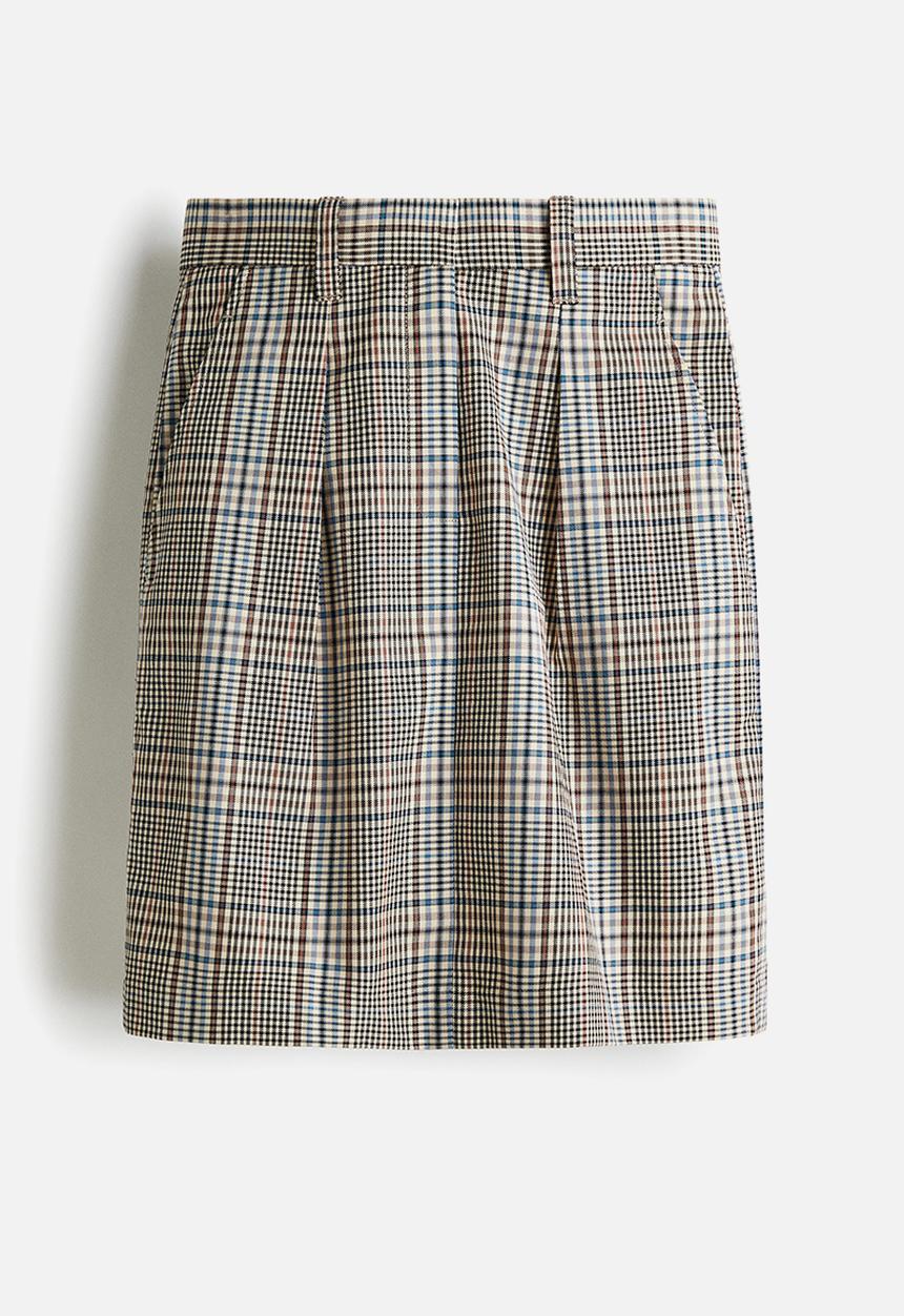 H&M - Twill skirt - light grey checked