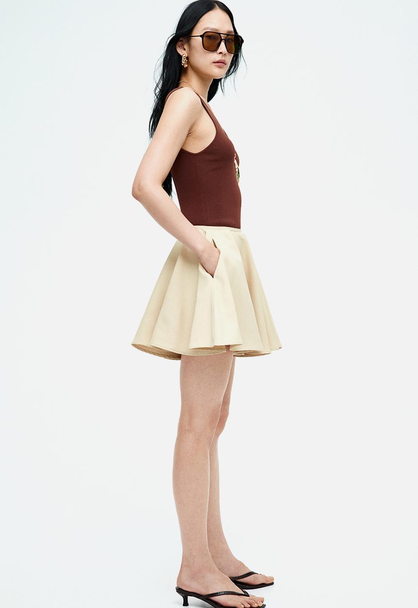 H&M - Circular mini skirt -  light beige 