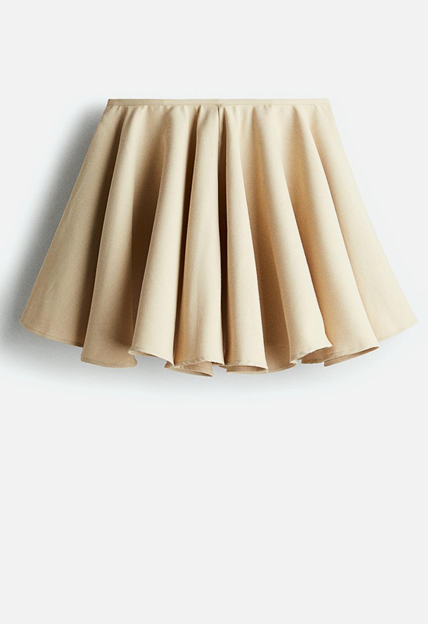 H&M - Circular mini skirt -  light beige 
