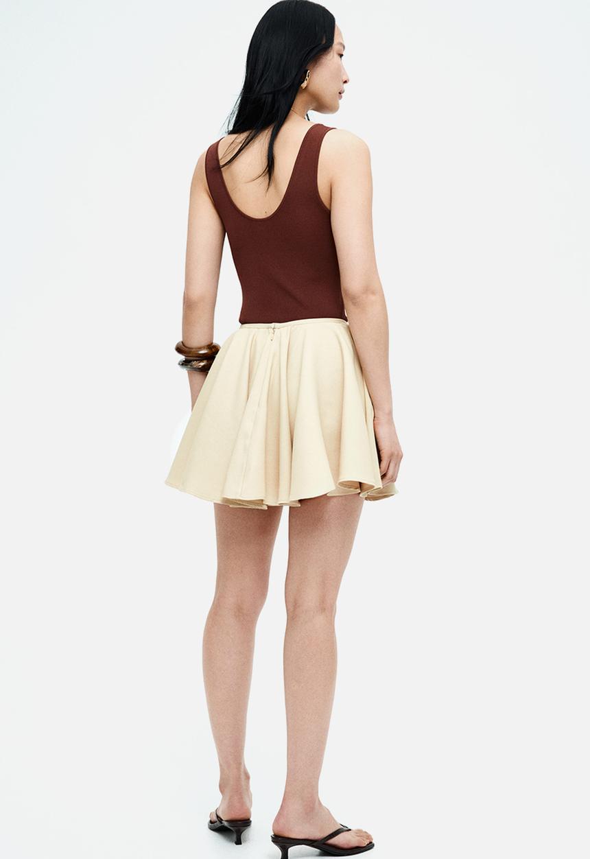 H&M - Circular mini skirt -  light beige 