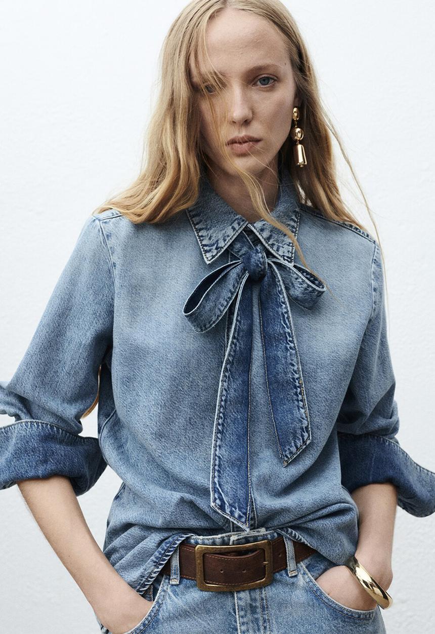 MANGO - Camisa lima - open-blue