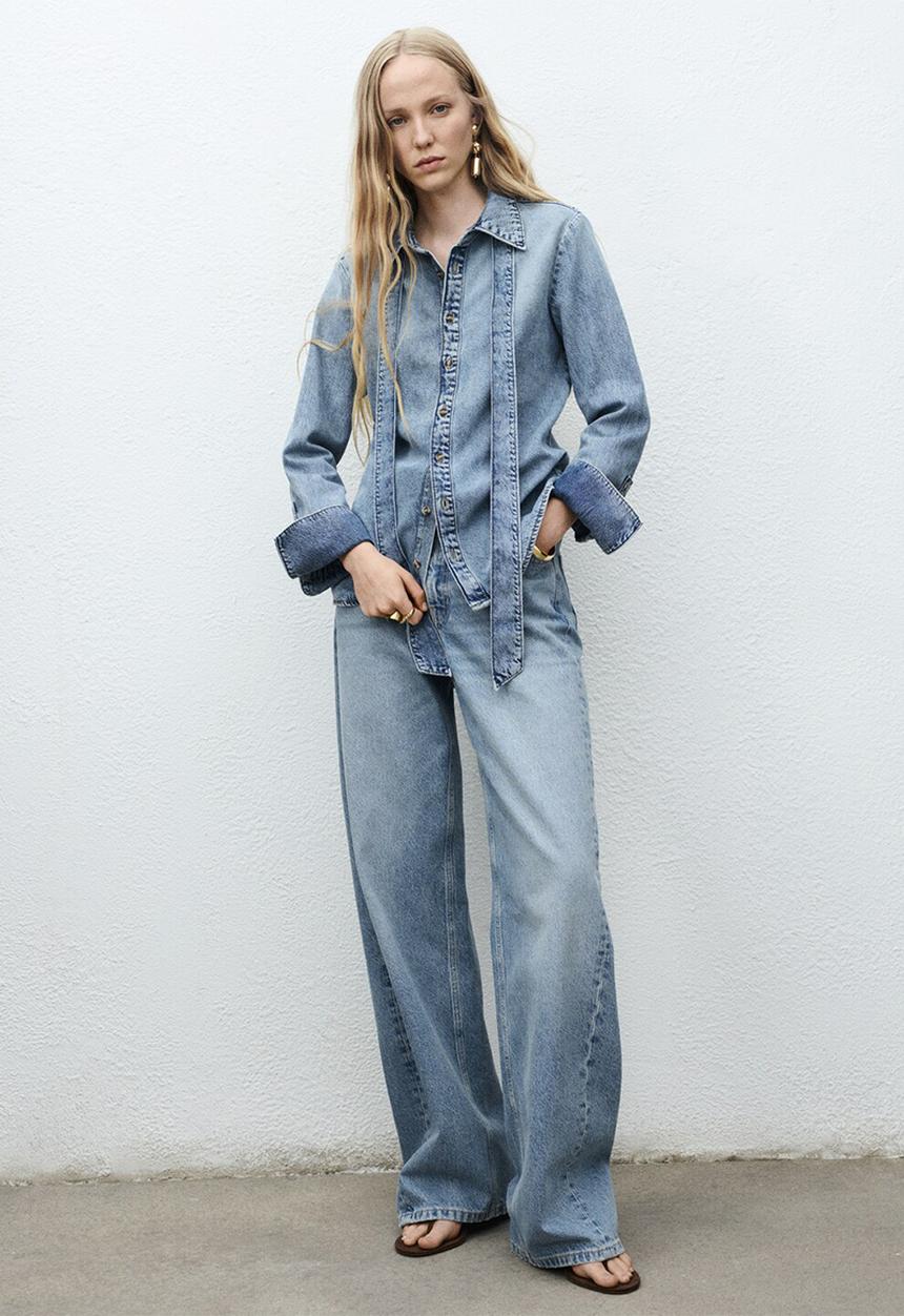 MANGO - Camisa lima - open-blue