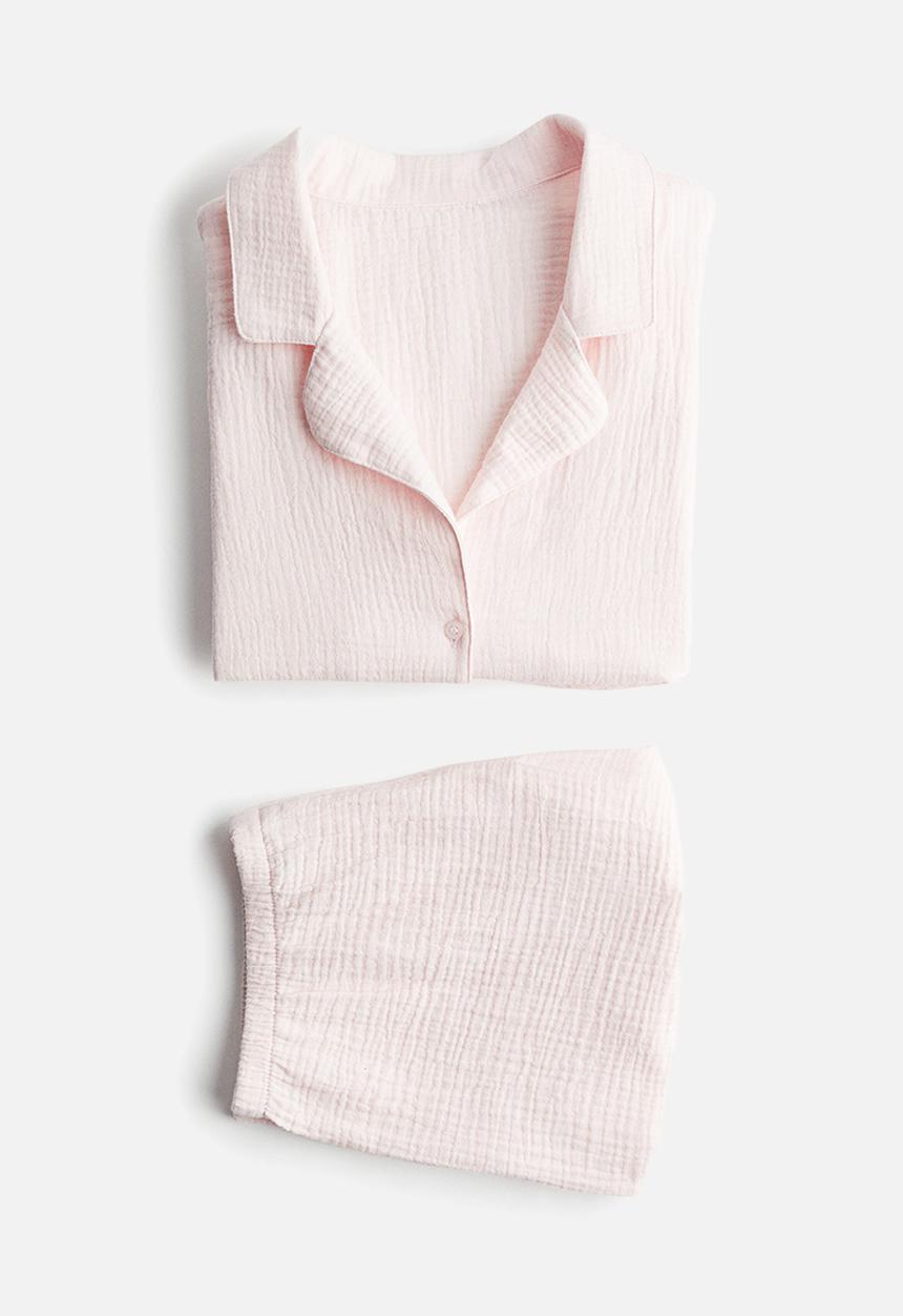 H&M - Cotton muslin pyjamas -  light pink 