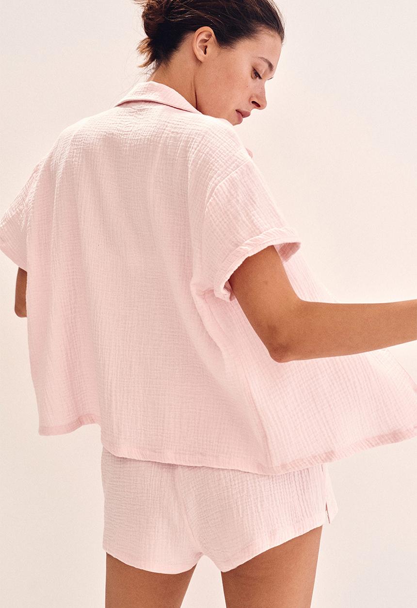 H&M - Cotton muslin pyjamas -  light pink 