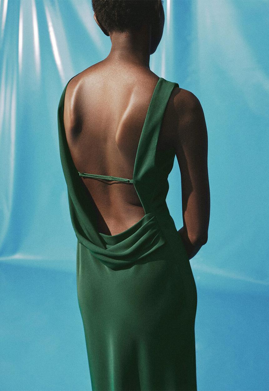MANGO - Dress steamy -  green